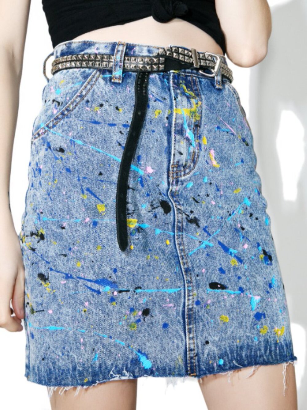 denim skirt xs paint